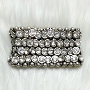 Silver Rhinestone Cuff Bracelet